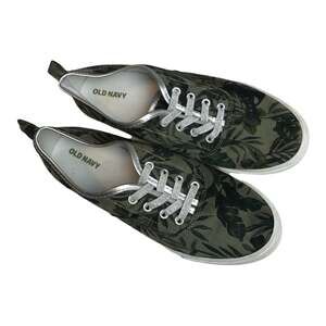 Old Navy Pull-On Sneakers Canvas Palm Leaf Design Girls Big Kids Size 5